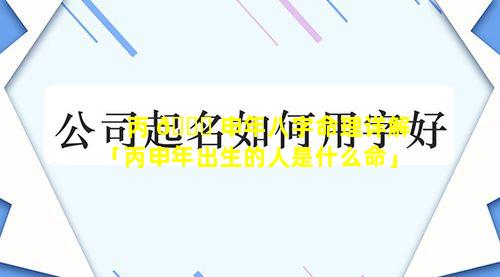 丙 🍀 申年八字命理详解「丙申年出生的人是什么命」